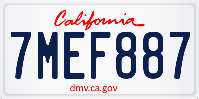 CA license plate 7MEF887