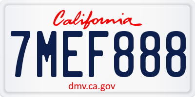 CA license plate 7MEF888