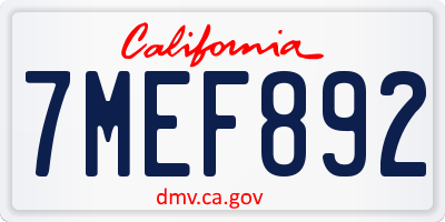 CA license plate 7MEF892