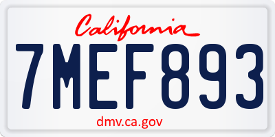 CA license plate 7MEF893