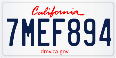 CA license plate 7MEF894