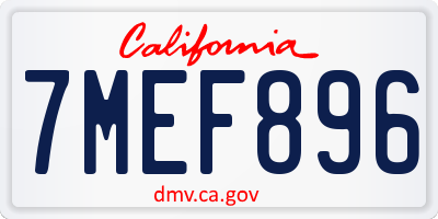 CA license plate 7MEF896