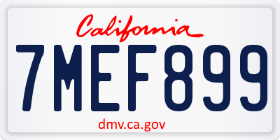 CA license plate 7MEF899