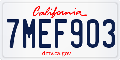 CA license plate 7MEF903