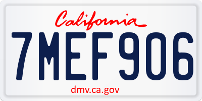 CA license plate 7MEF906
