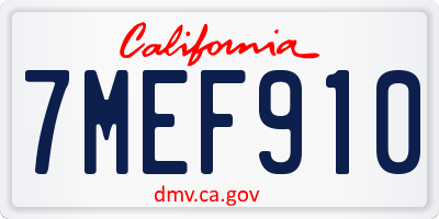 CA license plate 7MEF910