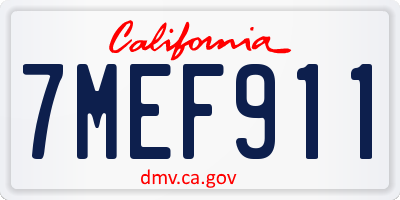 CA license plate 7MEF911