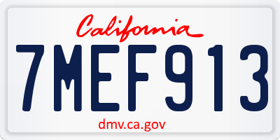 CA license plate 7MEF913