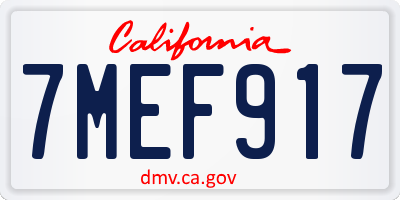 CA license plate 7MEF917