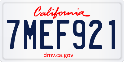 CA license plate 7MEF921