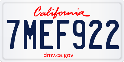 CA license plate 7MEF922