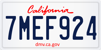 CA license plate 7MEF924