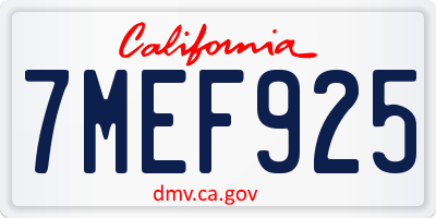 CA license plate 7MEF925