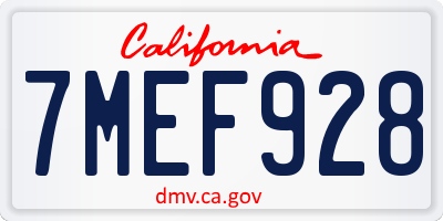CA license plate 7MEF928