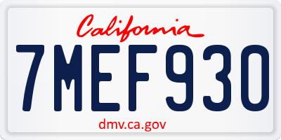 CA license plate 7MEF930