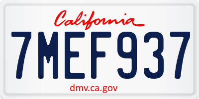 CA license plate 7MEF937