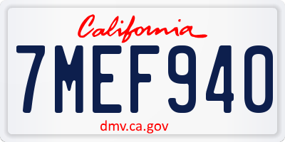 CA license plate 7MEF940
