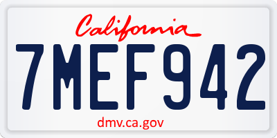 CA license plate 7MEF942