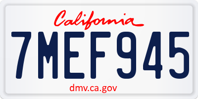 CA license plate 7MEF945