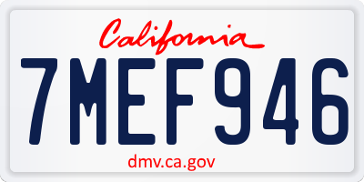CA license plate 7MEF946