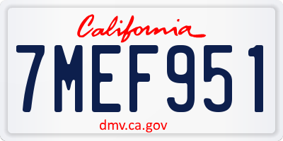CA license plate 7MEF951