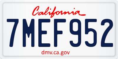 CA license plate 7MEF952
