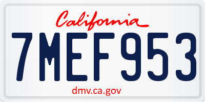 CA license plate 7MEF953