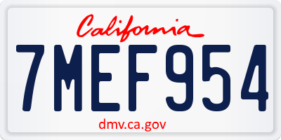 CA license plate 7MEF954