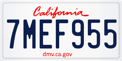 CA license plate 7MEF955