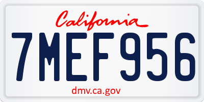 CA license plate 7MEF956