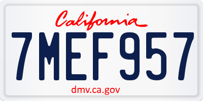 CA license plate 7MEF957