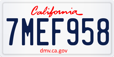 CA license plate 7MEF958