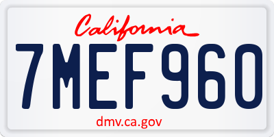 CA license plate 7MEF960