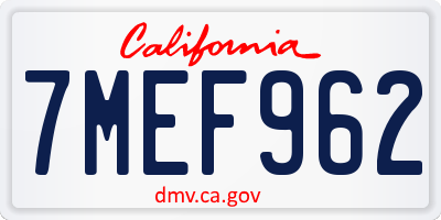 CA license plate 7MEF962