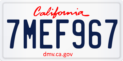 CA license plate 7MEF967