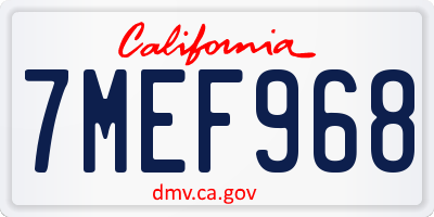 CA license plate 7MEF968