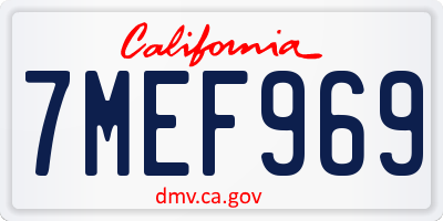 CA license plate 7MEF969