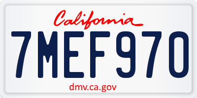 CA license plate 7MEF970