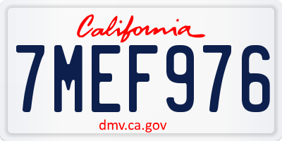 CA license plate 7MEF976