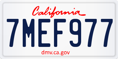 CA license plate 7MEF977