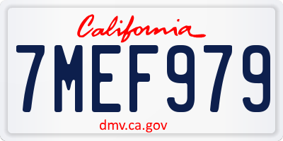 CA license plate 7MEF979