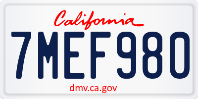 CA license plate 7MEF980