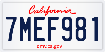 CA license plate 7MEF981