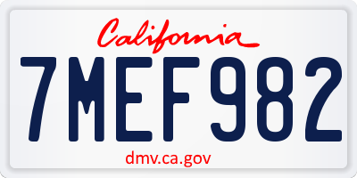 CA license plate 7MEF982