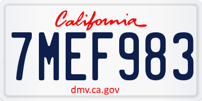 CA license plate 7MEF983