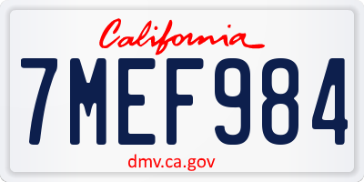 CA license plate 7MEF984