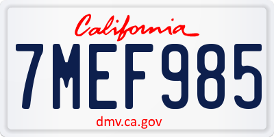 CA license plate 7MEF985