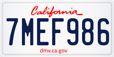 CA license plate 7MEF986