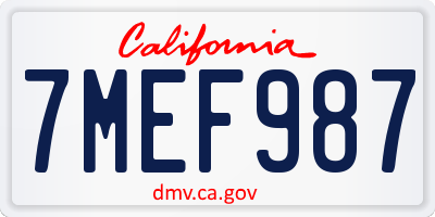 CA license plate 7MEF987
