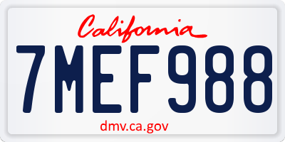 CA license plate 7MEF988